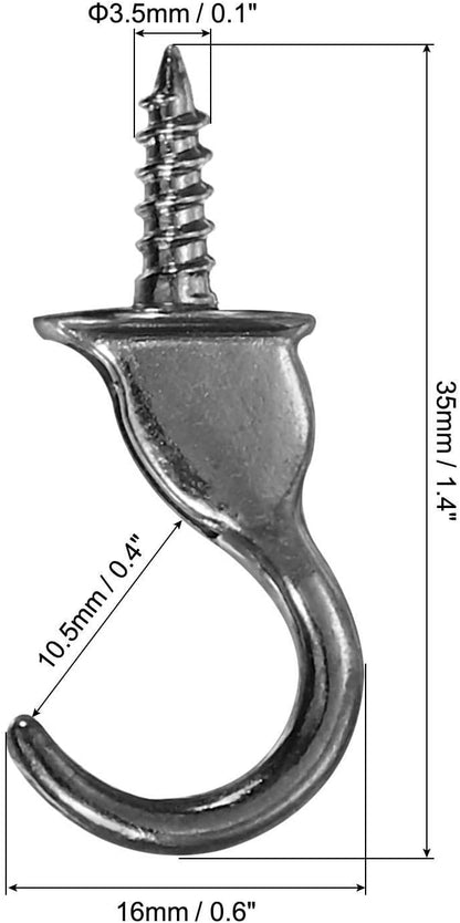 ya 26 10.21 baidi 10 Pcs 1.4 x 0.6 Ceiling Hook, Screw-in Ceiling Orchid Hook for Hanging, Grey