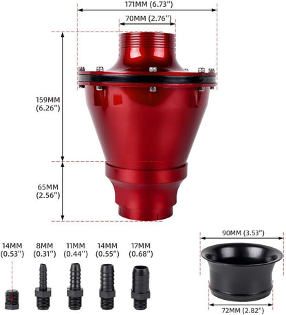 ya 13 9.15 baidi Universal 70mm Cold Air Intake System Air Filter Kit Red Auto Car
