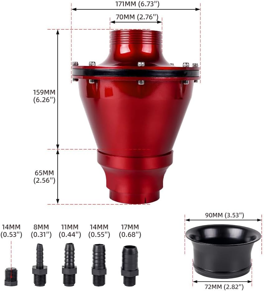 ya 13 9.15 baidi Apollo Universal Cold Air Intake Induction Kit With Air Box & Filter Red