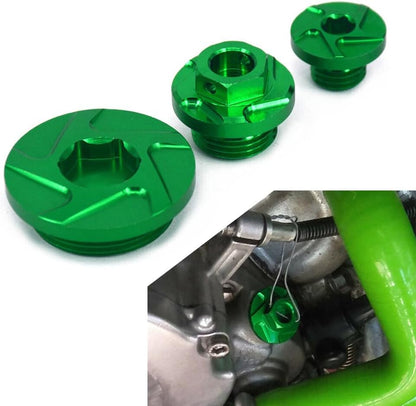 ya 2 8.15 CNC Engine Timing Oil Filter Plugs 3 Pieces fit for Kawasaki KX250 KX450 KLX450R