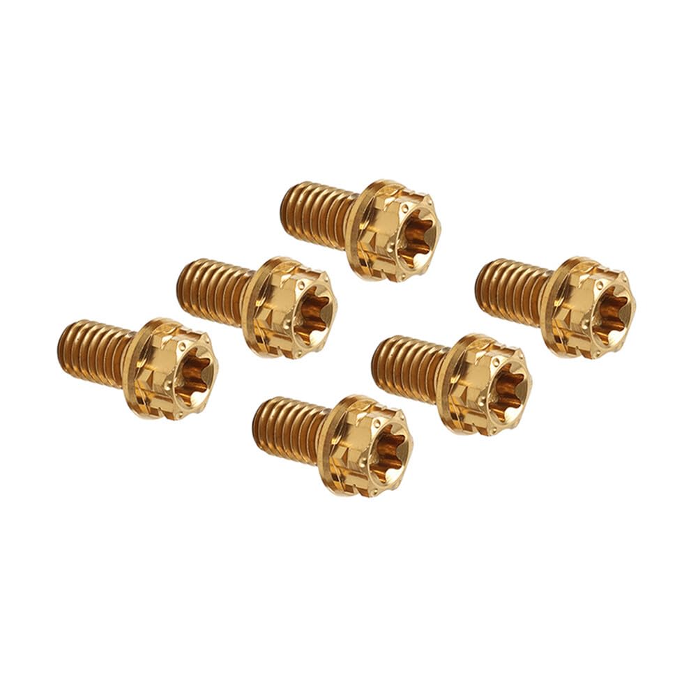 ya 9 10.24 6pcs Bolts Torx Head Flange Screw M8x15mm Gold for Motorcycle Bike