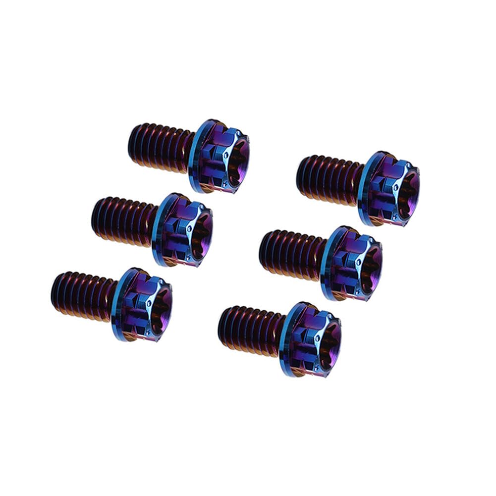 ya 9 10.24 6pcs Bolt Torx Head Flange Screw M10x10mm Burn Blue for Motorcycle Bike