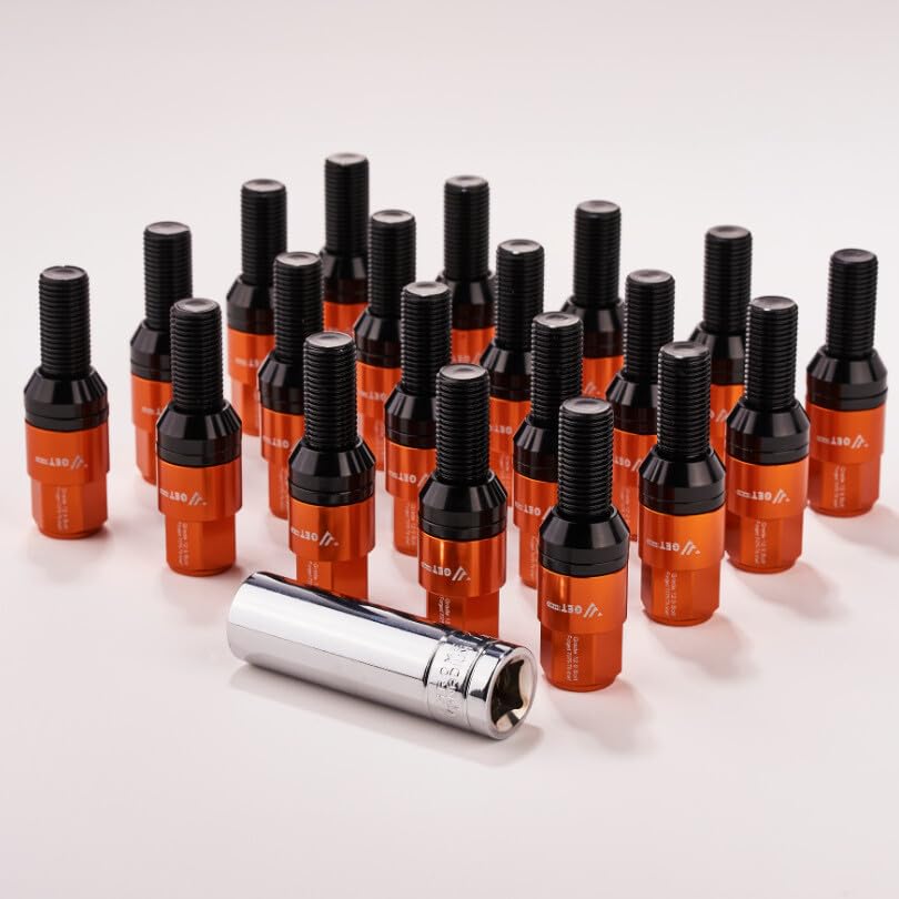 ya 10 9.16 baidi 20x M12x1.25 Wheel Lug Bolt28mm Shank Cone for SEAT Stud for Most Aftermarket Orange