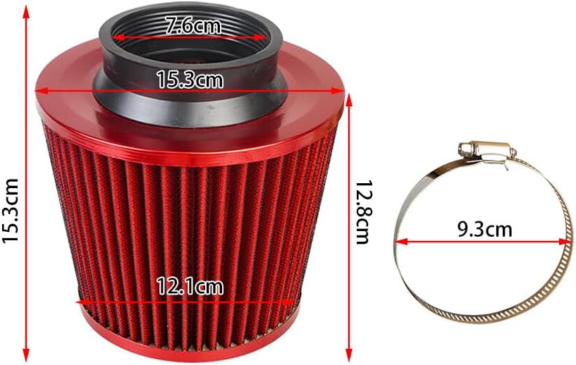 ya 12 10.8 baidi 1Pc 3 76mm Inlet Cold Air Intake Cone Replacement Quality Dry Air Filter Red