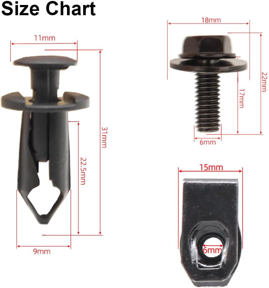 ya 6 8.24 baidi 30 for Nissan QASHQAI AUTOMOTIVE UNDERRIDE GUARD MOUNTING CLIPS CLIP SET