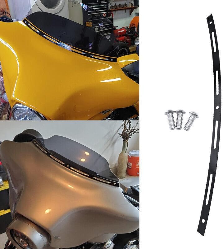 ya 23 10.7 baidi Black Stainless Motorcycle Batwing Fairing Windshield Trim for Harley 1996-2013