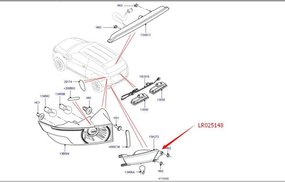 ya 10 9.16 zhengce Bumper Fog Light Rear Right Hand Suitable for Range Rover Evoque LR025148
