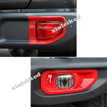 ya 6 8.24 baidi Red front and rear fog lamp cover decoration ABS 4X for Jeep for Wrangler JL 2018 2019
