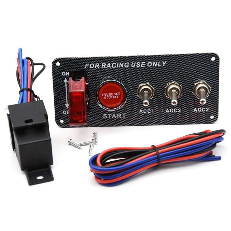 ya 8 8.24 baidi Carbon Ignition Switch Panel Engine Start Push Button LED 12V Toggle Racing Car
