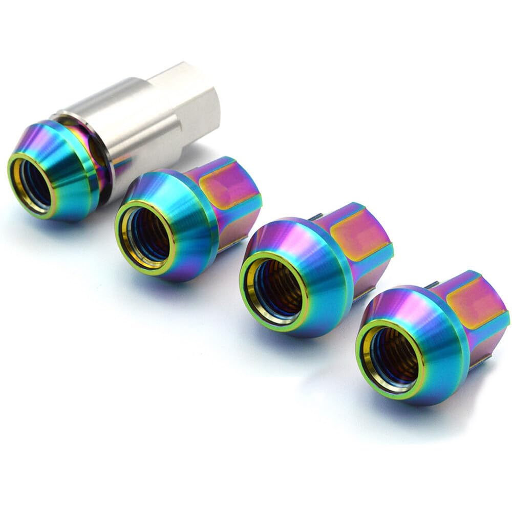ya 5 8.10 Open Ended Wheel Locking Anti Theft Bolt M12 Titanium Alloy Set (4 Bolts+1 Key)