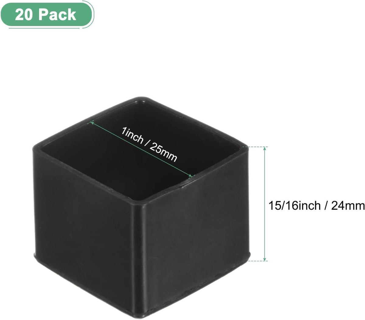 ya 26 10.21 baidi 20-Pack Square Furniture Leg Caps, 1 (25mm) PVC Leg Caps Floor Protectors