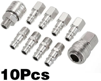 ya 14 9.20 baidi 10Pcs Euro 1/4''BSP Air Line Fitting Hose Compressor Quick Release Connector-2