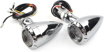 ya 4 8.8.2 For Harley Silver Motorcycle LED Red/Amber Brake Blinker Turn Signal Tail Light