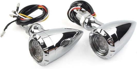 ya 4 8.8.2 For Harley Silver Motorcycle LED Red/Amber Brake Blinker Turn Signal Tail Light