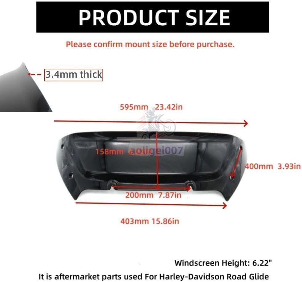 ya 23 10.7 baidi 6 Wave Windshield Windscreen for Harley CVO Road Glide FLTRXSE FLTRXSE 23+Black