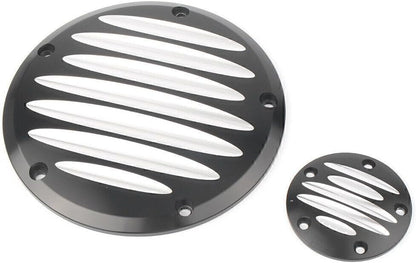 ya 4 8.14 for Harley Twin Cam Silver 2x 5 Hole Engine Clutch Case Timing Covers