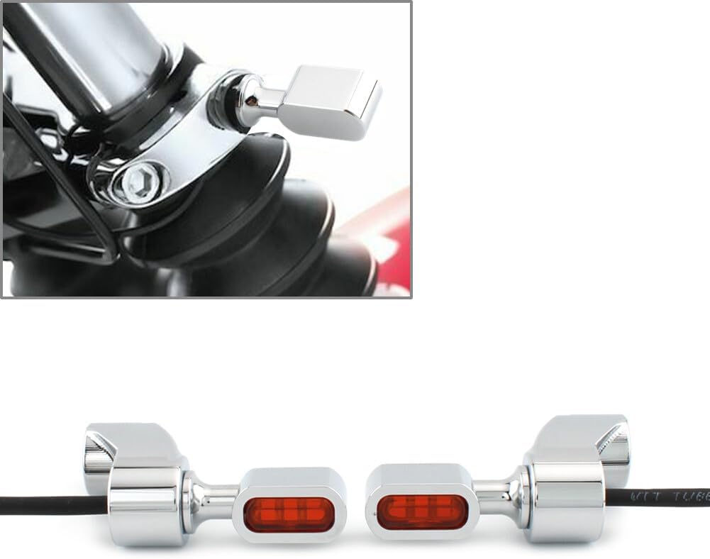 ya 2 8.15 Front Fitk Turn Signal Indicator Light Lamp Chrome+Orange Fit for Harley FXR 1987-00
