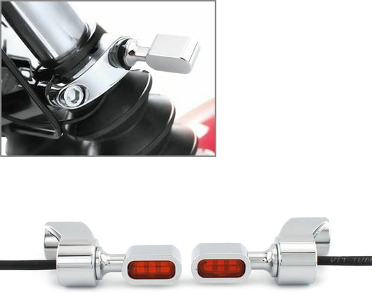 ya 2 8.15 Front Fitk Turn Signal Indicator Light Lamp Chrome+Orange Fit for Harley FXR 1987-00