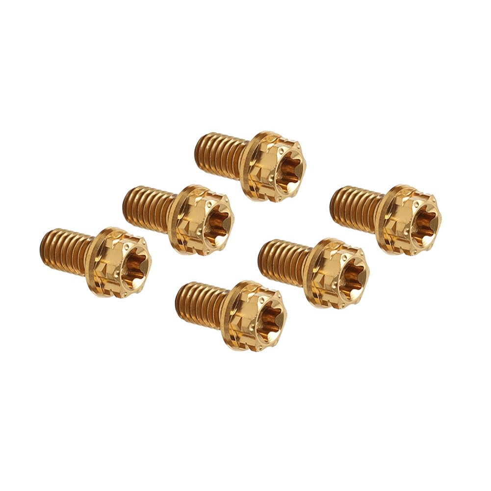 ya 6 8.14 6pcs Bolts Torx Head Flange Screws M8x10mm Gold for Motorcycle Bike