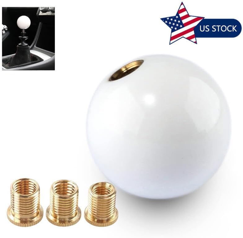 ya 11 9.14 baidiGlossy White Round Ball Universal Acrylic Shift Knob for MAN ual Gear Shifter Head