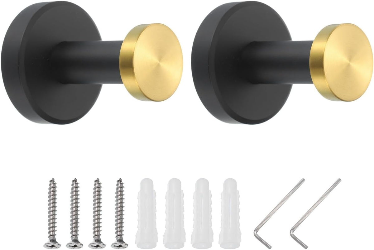 ya 26 10.21 baidi 2Pcs Towel Hooks 304 Stainless Steel Round Mounted Hanger Black Gold