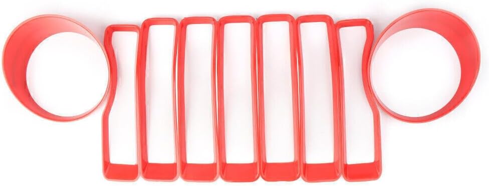 ya 4 8.14 Red Auto Front Grill Insert Headlight Bezel Trim Covers Fit for Jeep for Wrangler JL