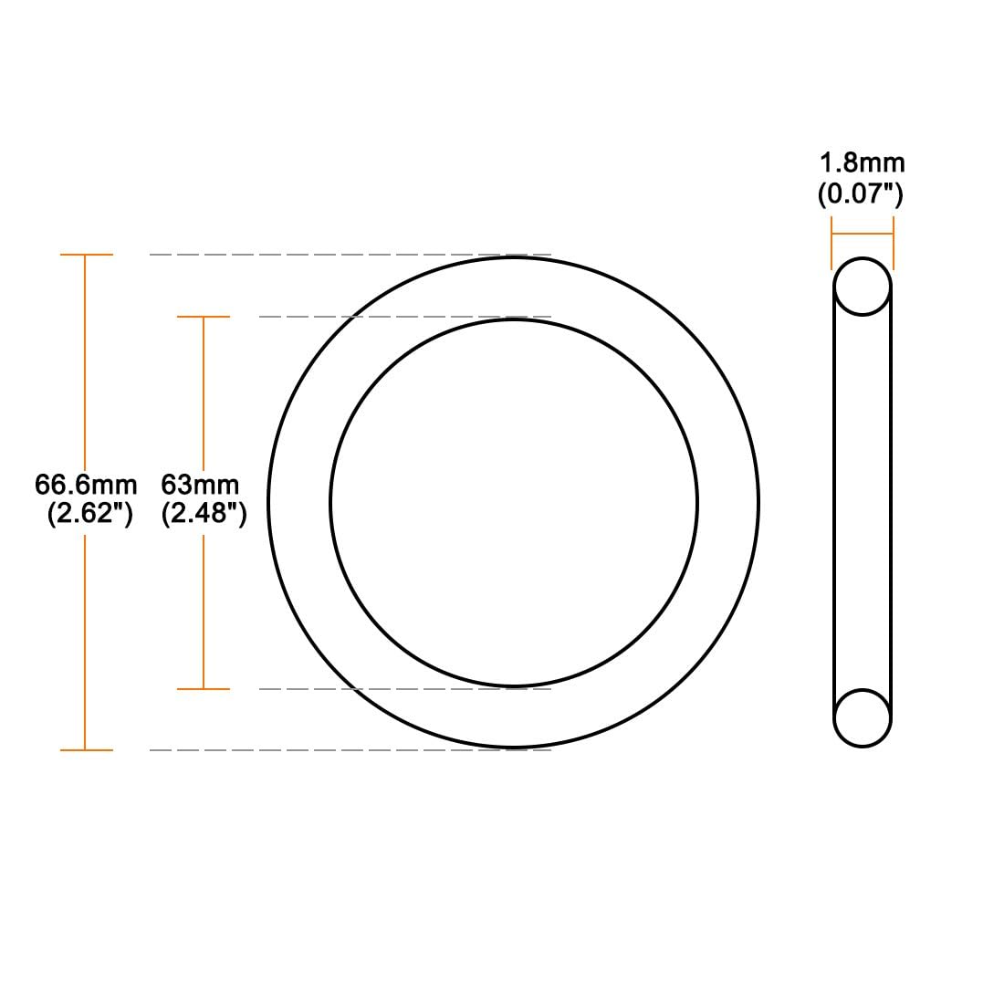 ya 13 9.15 baidi O-Rings Nitrile Rubber 63mm x 66.6mm x 1.8mm Seal Rings Sealing Gasket 10pcs