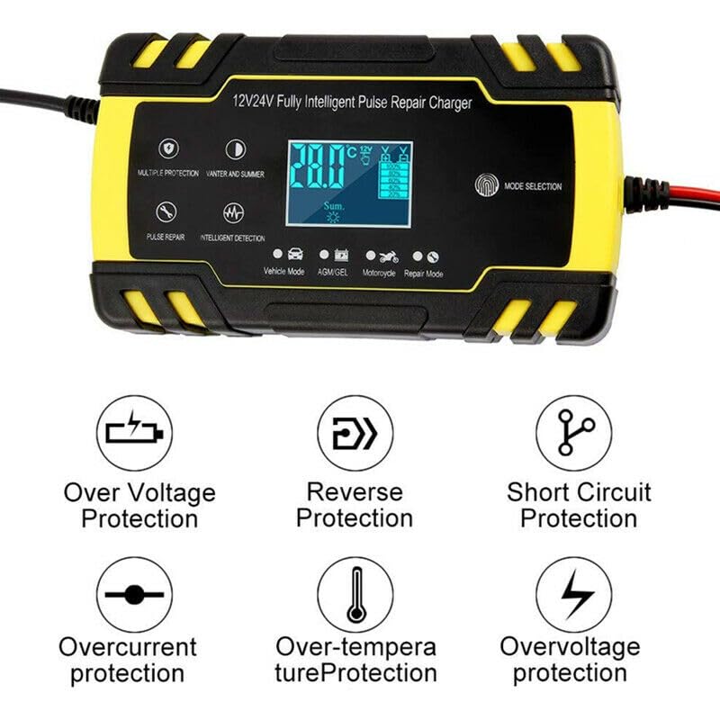 ya 6 8.24 baidi Car 12V/24V Automatic for Smart Battery for Charger Repair Display US Plug Cooling Fan