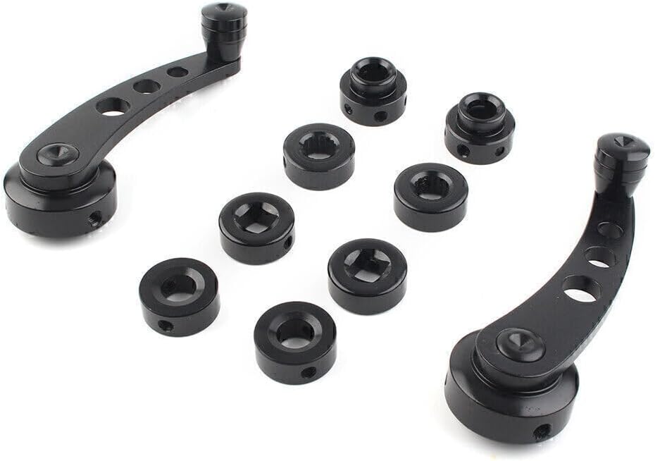 ya 4 8.14 2x CNC Aluminum Alloy Car Window Handle Winder Riser Winder Crank Riser Black