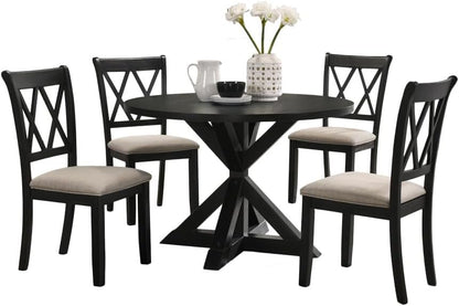 ya 28 10.13 baidi Cross-Buck Solid Wood Black 5-Piece Dining Set