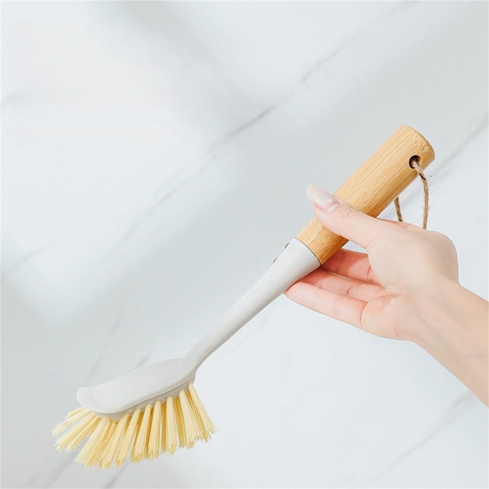 ya 14 9.20 baidi Kitchen Cleaning Brushes Set 3 Pcs Wooden Long Handle Pot Brushes with Scraper-1