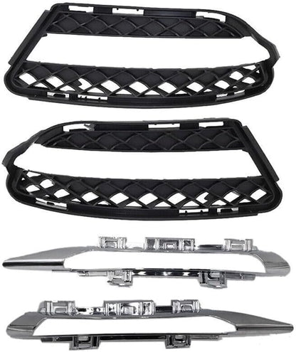 ya 4 8.14 Front bumper fog lamp mesh grille chrome trim fits Mercedes W221 S350 S550