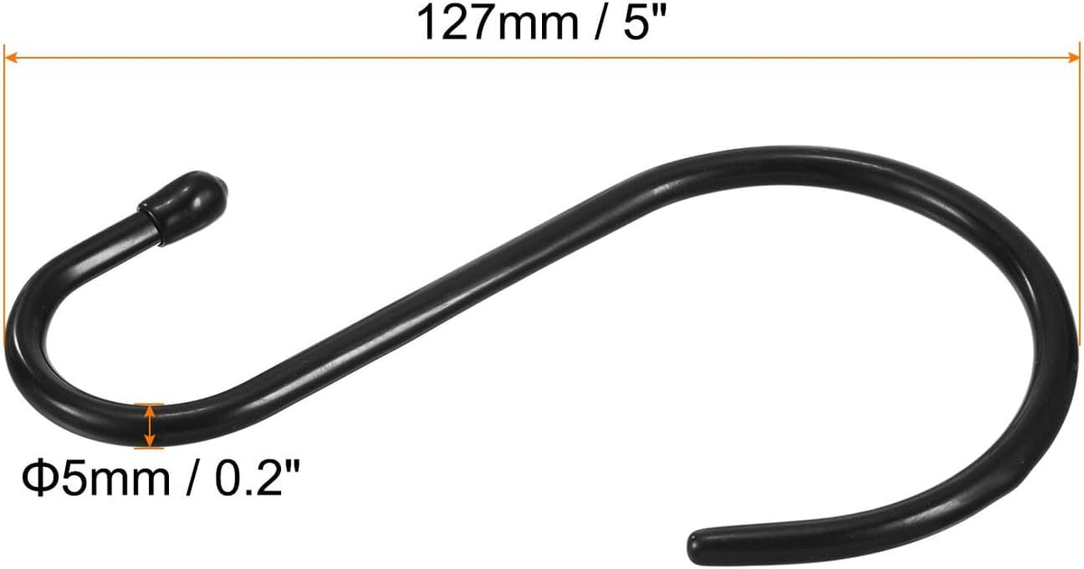 ya 26 10.21 baidi 5 S Shaped Hooks, 6 Pack Multipurpose S Hanging Hooks, Black