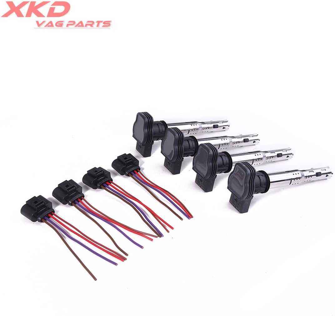 ya 9 10.24 4X Ignition Coil + Plug Kit for VW CC for Golf for JETTA Eos for Passat for Tiguan for Audi for A4 A6