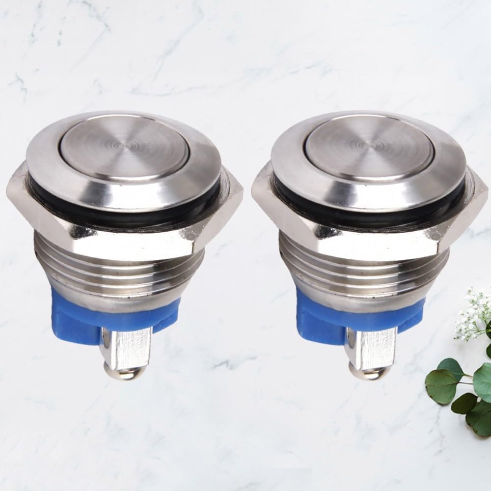 ya 13 9.15 baidi 2Pcs Silver Waterproof 16mm Momentary Push Button Switch for Doorbell