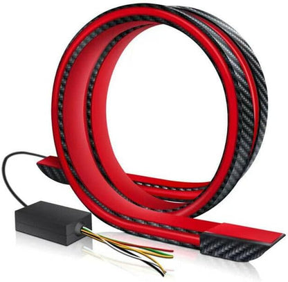 ya 6 8.14 Car Tail Streamer Lamp Carbon Fiber LED Light Rear Wing Spoiler Lip Brake Trunk