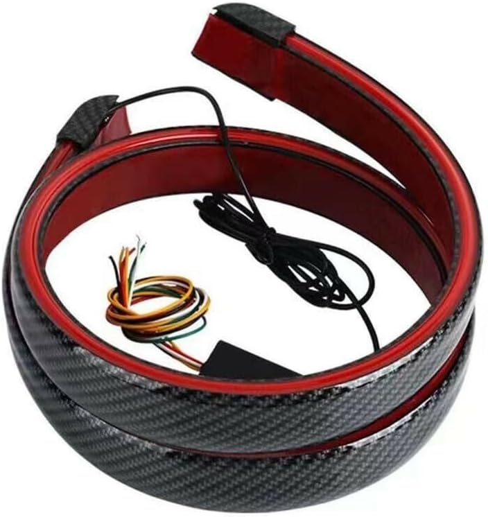 ya 6 8.14 Car Tail Streamer Lamp Carbon Fiber LED Light Rear Wing Spoiler Lip Brake Trunk