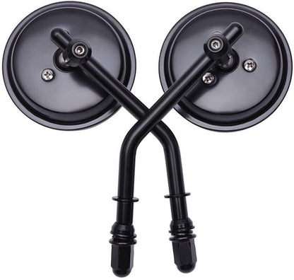 ya 2 8.15 2PCS Motorcycle Black Round Side Rear View Mirrors Rearview for 8mm Threaded