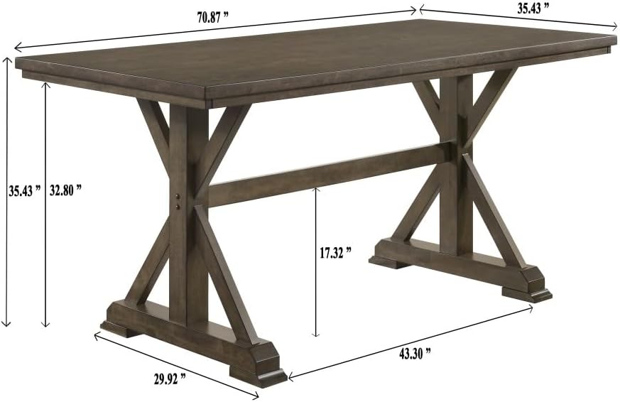 ya 28 10.13 baidi 7pc Counter Height Wood Dining Set Upholstered ,Brown For Dining Room