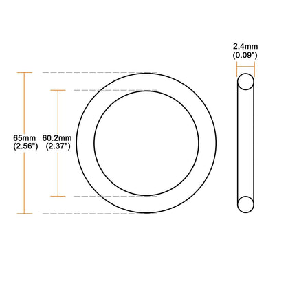 ya 13 9.15 baidi Silicone O-Ring 65mmx60.2mmx2.4mm VMQ Seal Rings Sealing Gasket Red 10PCS
