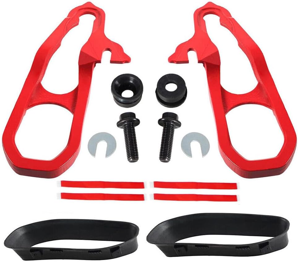ya 4 8.8.2 Front LH & RH Red Tow Hooks w/Hardware for 2019-2022 for Ram 1500 DT Heavy Duty