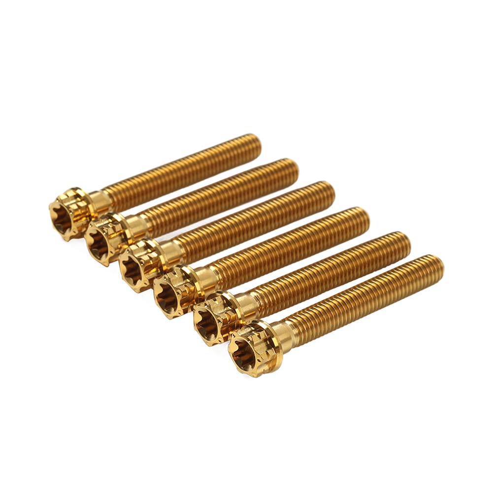 ya 9 10.24 6pcs Bolts Torx Head Flange Screws M10x55mm gFor Motorcycle Bike Gold