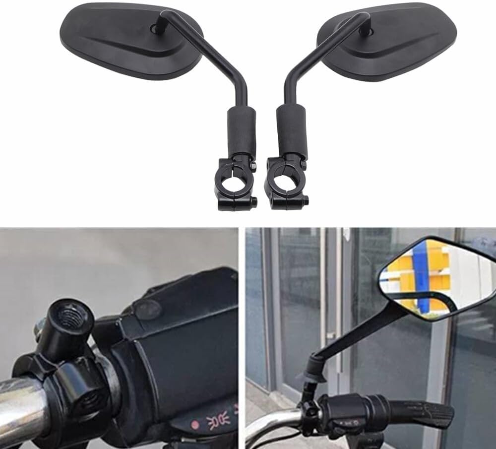 ya 2 8.15 Black 25mm Handlebar Mount Clamp Aluminium Oval Rearview Side Mirrors for Harley