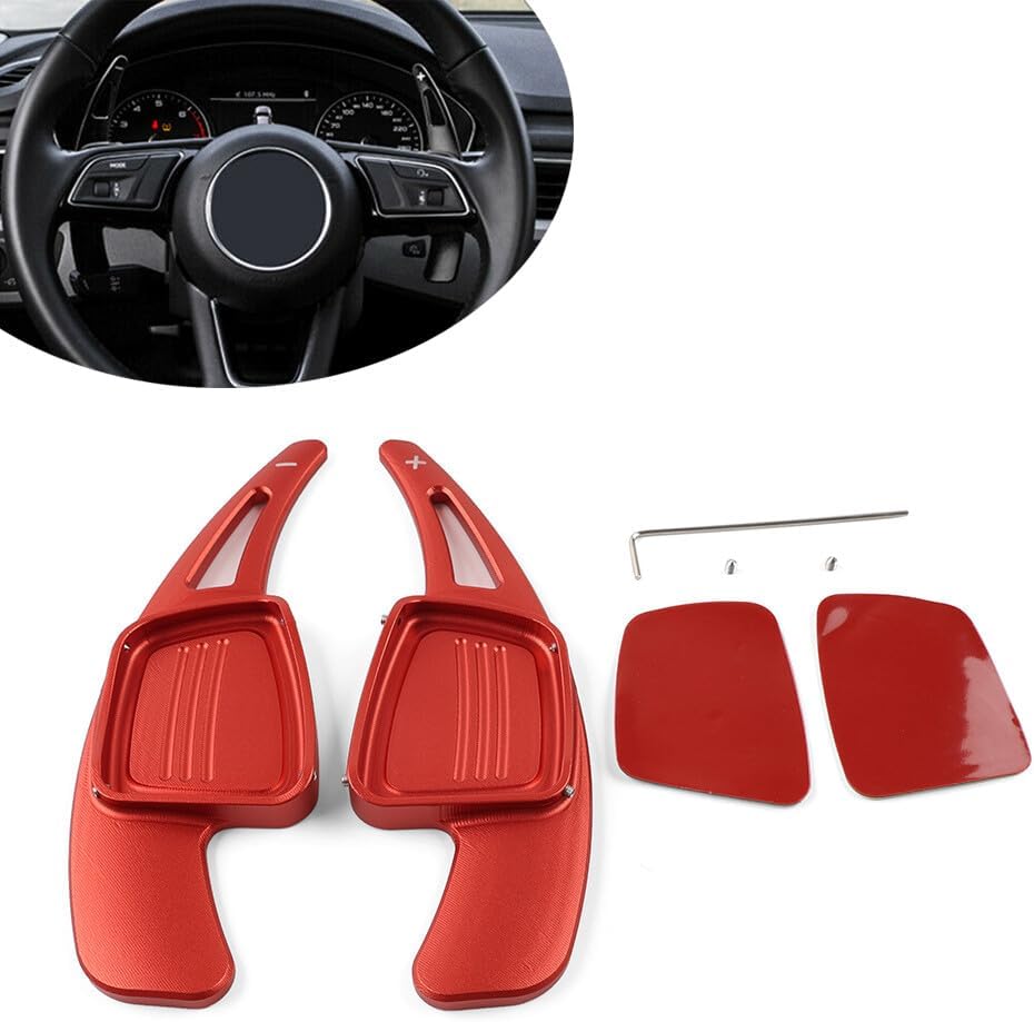 ya 4 8.14 Car Red Shifter Steering Wheel Paddle Extension for Audi TT A3/4L/5 S3/4 Q2/5/7