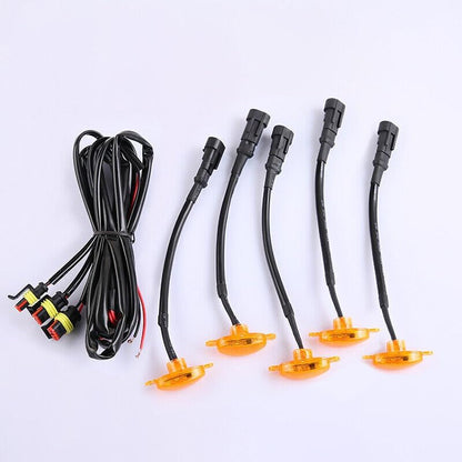 ya 4 8.10 5PCS For FJ Cruiser 2007-14 Raptor Style yellow LED Lamps Front Grill Lights Kit
