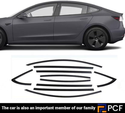 ya 5 8.24 baidi for for Tesla for Model 3 10PCS ABS Matte Black Car Window Strip Cover 2018-2024