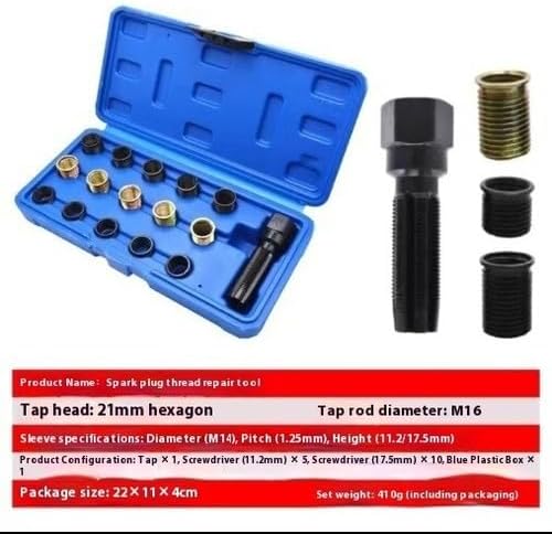 ya 28 10.13 baidi 16pcs 14mm Spark Plug Rethread Kit Reamer Tap Thread Repair M14x1.25 Car Tools