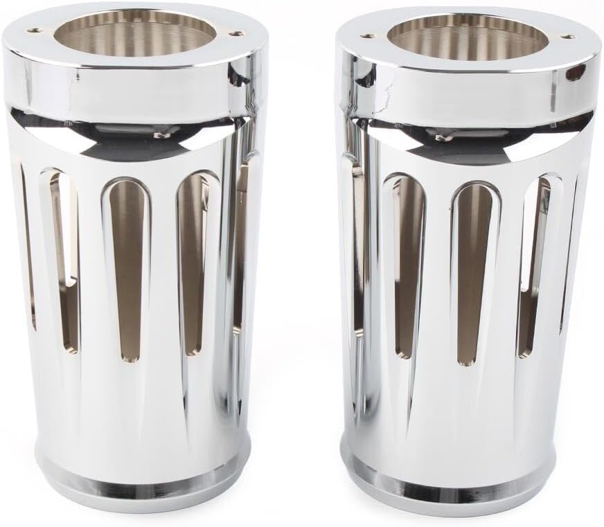 ya 28 10.13 zhengce Chrome Fork Boot Slider Cover Cow Bell Fit for Harley Touring Glide Trike86