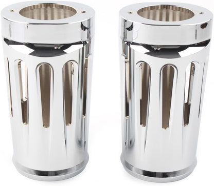 ya 28 10.13 zhengce Chrome Fork Boot Slider Cover Cow Bell Fit for Harley Touring Glide Trike86