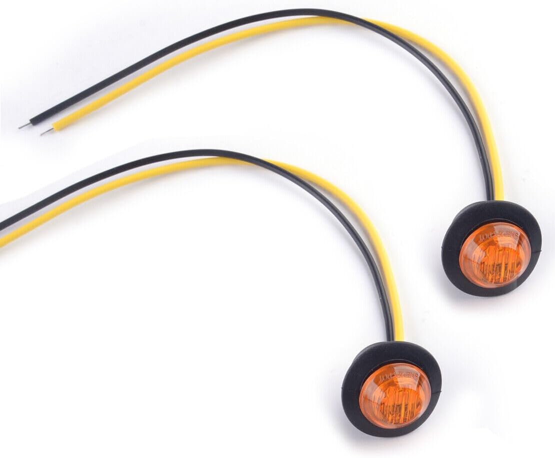 ya 4 8.14 20x Amber and Red Round LED Side Marker Lights Push Button Lights for Car Truck Trailer 